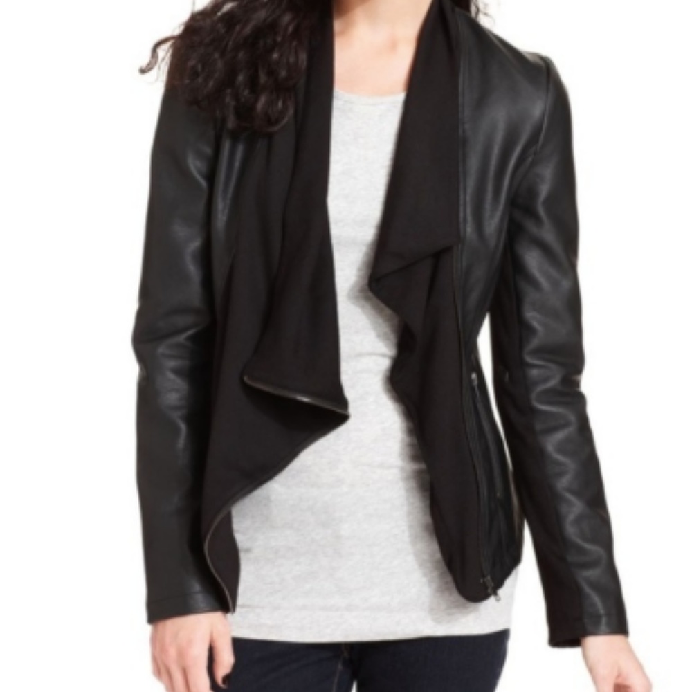 Olive & Oak draped vegan leather jacket